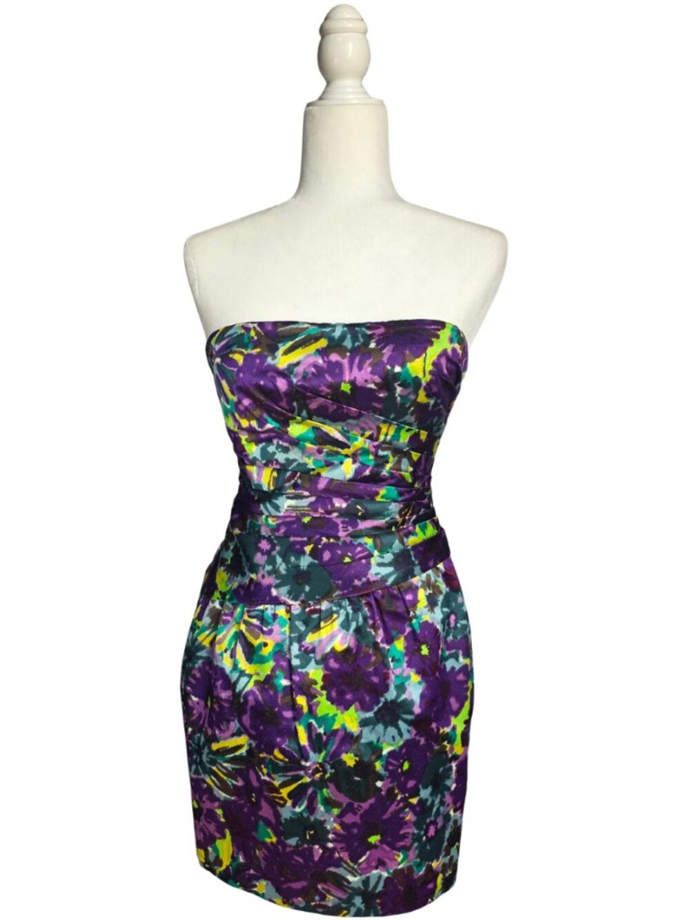 BCBGMAXAZRIA Floral Print Strapless Dress Size 4